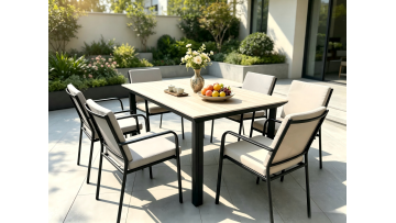 BR-25DT208-P Modern Stone Top Dining Table for Indoor and Outdoor Use