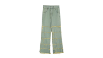 Mens Embroidered Distressed Stacked Flared Wide Leg Jeans Trousers for Men1