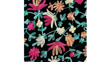 Fine processing embroidered silk poly velvet fabric rope embroidery fabric1