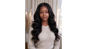 24 Inch 13x4 HD Lace Frontal Deep Wave 150% Density 1B Human Hair Glueless Wig