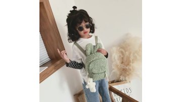 1-5 Years Old Winter Short Woolen Plush Rabbit Cute Kids Backpack Toddler Kids Bag with Small Bear1
