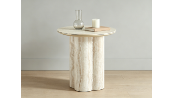 BR-CT6108YB Elegant Space-Smart Round Table with Marble Top for Modern Living Spaces