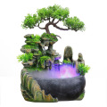 110-240V Creative Home Decoration Resin Rockery Waterscape Feng Shui Water Fountain Air Spray Green Plant Flowerpot Fish Tank