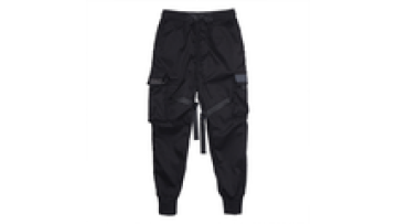 Wholesale Black Nylon Cargo Windbreaker Pants Boys Streetwear Four Pocket Pant for Men1