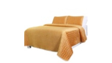 Foil printing gold sliver stamping embroidery bedspread velvet quilted fitted size mustard yellow bedspread set1