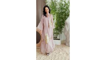 Luxury Floral Embroidered Sequin Mesh Abaya Dress