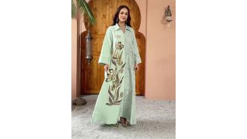 Jacquard Sequin Embroidered Applique Abaya Dress (1)