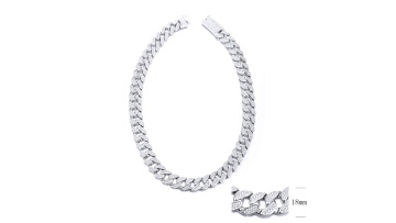 Iced Out 24'' Mens Miami Cuban Link Necklace Hip Hop Lad Moissanite Diamond Bling Prong 925 Silver Cuban Chain1