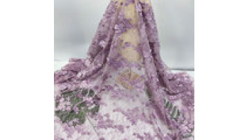 high quality lace fabric purple net embroider 3D laser cut embroidery fabric lace1