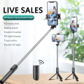 Wireless Bluetooth Selfie Stick Extend Fill Light Ring Foldable Tripod For Ios/Android Smartphone Photo Live Video With Tripod