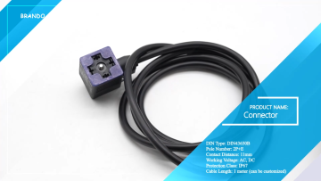 IP67 Waterproof DIN43650B 2P+E Molded Cable Soleno