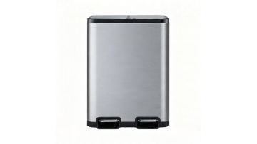 Rectangle stainless steel double pedal trash bin