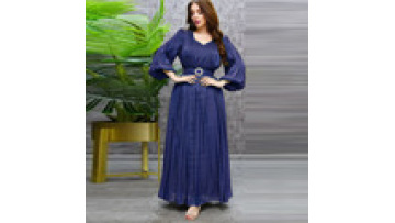 New Style Customized Supplier Master Clothing Muslim Bright Dress With Metal Belt Woman Dress Womens Dresses1