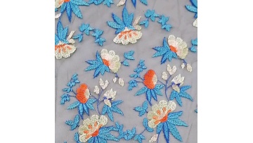 Casual dress poly mesh with multi color embroidery fabric yarn dyed stitches embroidery1