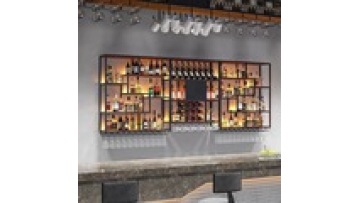 wholesale iron work Custom Cabinet Shelves European Style Wall Mounted  Living Room bar supermarket Display Storage wine rack1