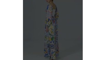 Elegant party dress in summer black print