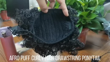 Short Afro Puff Human Hair Bun Chignon Hairpiece For Women Drawstring Ponytail Human Hair Kinky Curly Updo Clip Hair Extension1