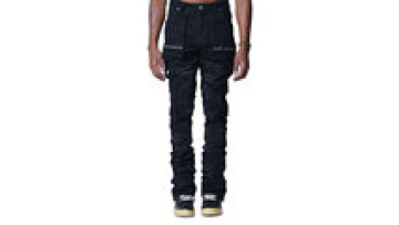 Black Custom Mens Slim Fit Denim Trousers Streetstyle Skinny Stacked Jeans Men1