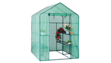 Portable Walk-in 2-Tier Weatherproof Plastic Greenhouse Mini Sunroom for Indoor Planting in Winter1