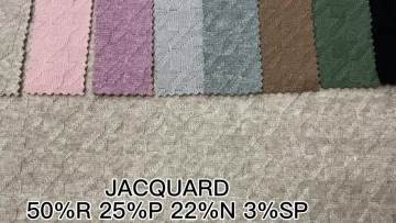 Customized patter color Soft 50%Rayon 25%Poly  22%Nylon 3%Spandex Jacquard loose knit Fabric for Winter Sweaters1