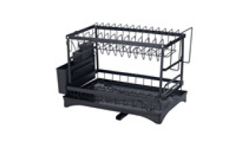 Factory 2 Tier Metal Wire Dish Rack with Knife Fork Holder and Cutting Board Storage, Kitchen Sink Countertop Draining Organizer1