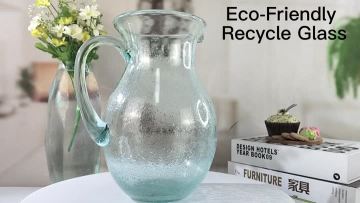 Vintage Recycled Glass Milk Juice Water Handle Jug