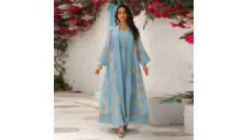 Modest Arabic Style 2025 Kaftan Turkish EID 2 Piece Set Open Abaya Dubai Elegant Muslim Women Dress1