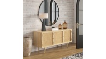 New fashion wholesale door side  natural modern designs nordic style  storage solid wood rattan  living room kitchen cabinet1