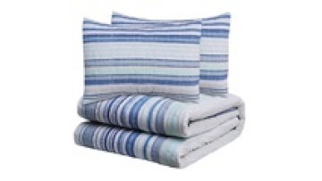Seersucker Stripe King Size Microfiber Quilt Duvet Cover Bedspread Bedding Set1