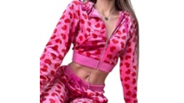 Custom Screen Printed Sexy Pink Crop Top Hoodie New Plain Heart Hoodies for Women1