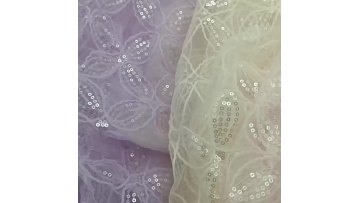 Wholesale 100% Polyester 3d Glitter Beaded Lace Fabric Flower Embroidery Beaded Tulle Soft Mesh Knit Fabric for Wedding Dresses1