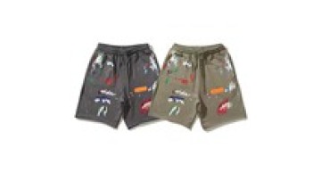 Custom High Quality Wholesale Ink Painting Print Men Women Unisex Raw Edge Cotton Shorts Men1