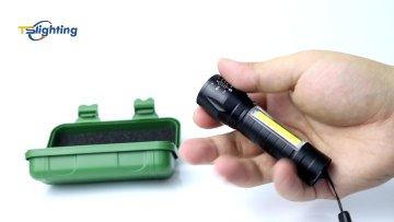 High power mini led flashlight torch, cob zoom 18650 manual rechargeable flashlight for self defense1