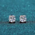 BOEYCJR 925 Classic Silver 0.5/1/1.5ct F color Moissanite VVS Fine Jewelry Diamond Stud Earring With certificate for Women Gift