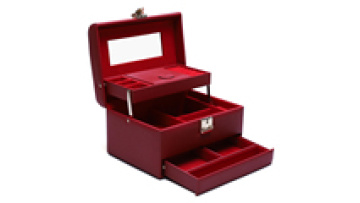 Hanhong Factory Custom PU three-layer portable travel jewellery case portable girls velvet music  jewelry storage box1