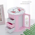 Creative Round Large-capacity Music Box with Three Drawers Vanity Mirror Jewelry Box Cartoon Music Box Music Box Children's Gift