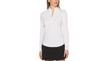 Wholesale Ladies Zipper Slim Fit Golf Polo Shirts Polyester Spandex Long Sleeve Shirt1