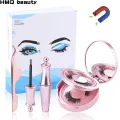 2Pairs Magnetic Eyelashes 3D False Mink Eyelashes Magnet Lashes Magnetic Liquid Eyeliner&Magnetic False Eyelashes & Tweezer Set