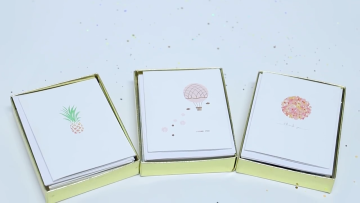 Custom Logo Cute Rose Gold Foil Thank You Note Cards, Blank Greeting Cards with Envelopes1