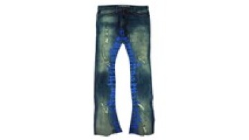 Hot Sale Fitted Shinny Wide Leg Stacked Ripped Denim Jeans Pant For Men1