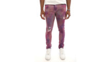 New Men's Trousers Loose Black Straight Tie-dye Jeans Fashion Denim Men Pants1