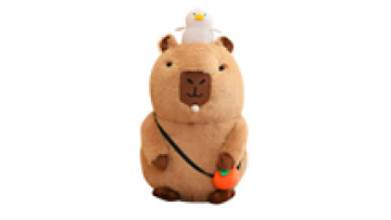 Soft Stuffed Capybara Plush Toy with Duck and Orange Bag - Kids' Birthday Gift1
