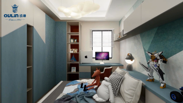 Modern simple cheap blue customized save space kids room and children bedroom wardrobes with desk1
