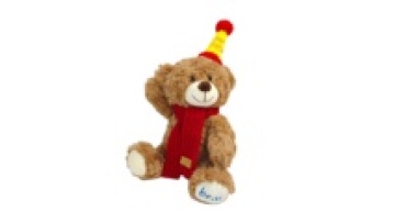 Factory Direct Plush Bear Toy 22cm A06948 - Stuffed Animal Bear with Birthday Hat and Scarf1