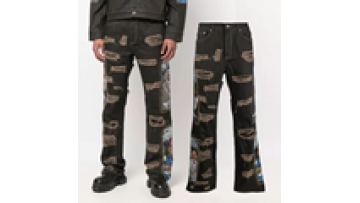Latest Design Mens Denim Distressed Stacked Hip Hop Jeans Fashion Slim Fit Pants Men1