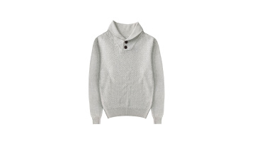 Men's Transferring Stitch Shawl Collar Button Pullover