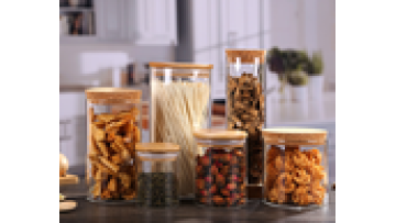 Wholesale Transparent Sealed 550ml/600ml/650ml/950ml Glass Candy Jar Potato Storage Jar With Bamboo Lid1