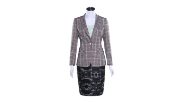 Fashion wool  Polyester fabric woman suit custom latest office ladies 2 piece suit1