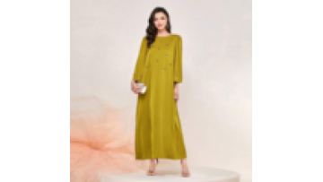 Muslim Rhinestone Beaded Belted Kaftan for Female Basic Solid Full Sleeve O-Neck Elegant Turkish Knitting Long Dresses1