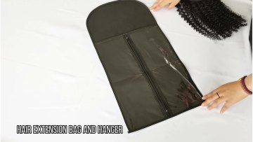 Custom Logo Packaging PVC Window Bag Non Woven Dustproof Hair Extension Bag With Wooden Hanger1